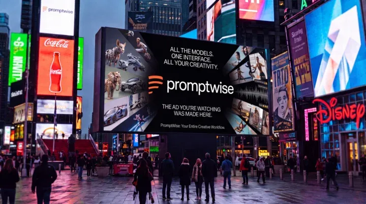 AI-generated PromptWise NYC ad submission by Chuka Okonkwo for the Times Square Ad Challenge