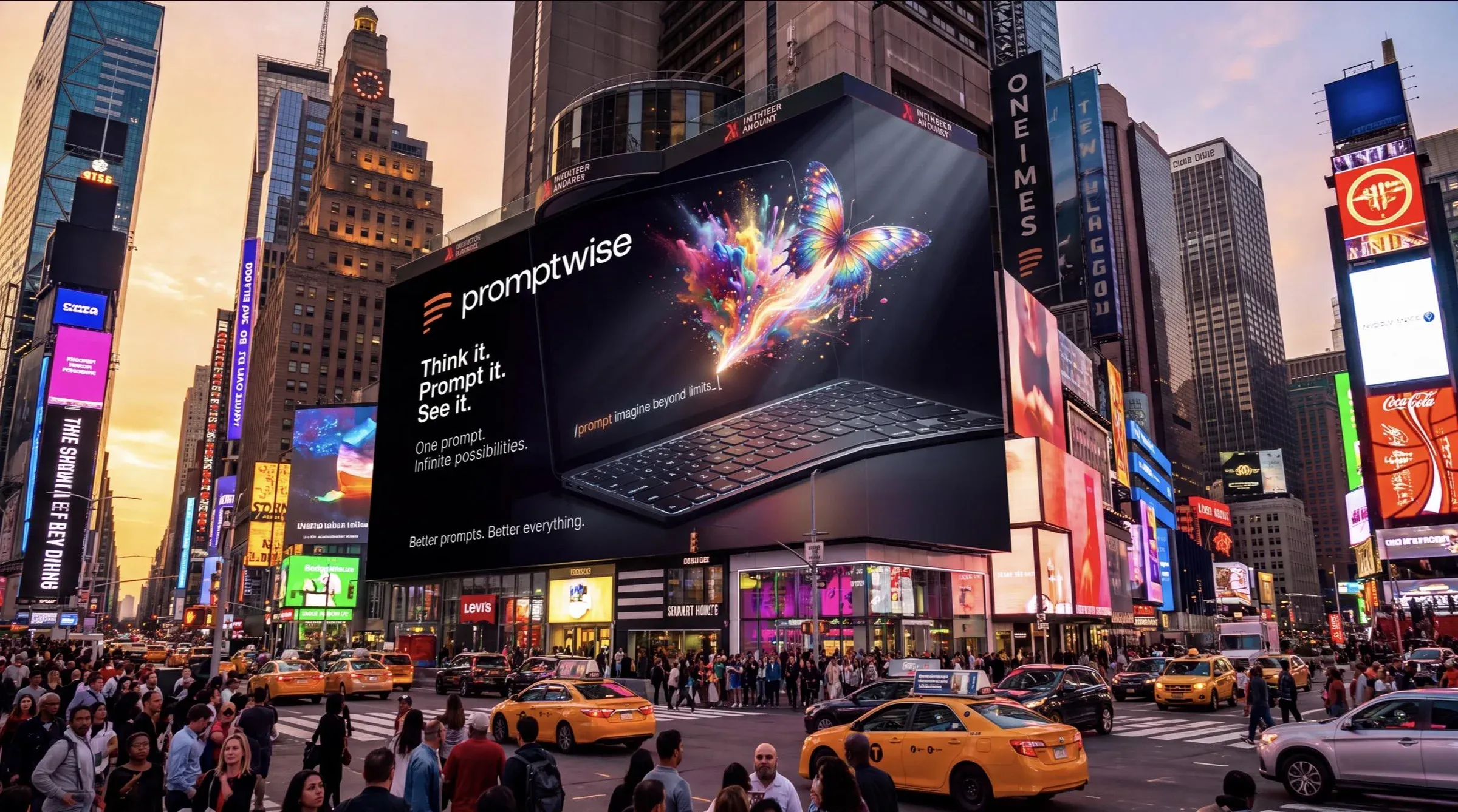 AI-generated PromptWise NYC ad submission by Leonie Johnson for the Times Square Ad Challenge