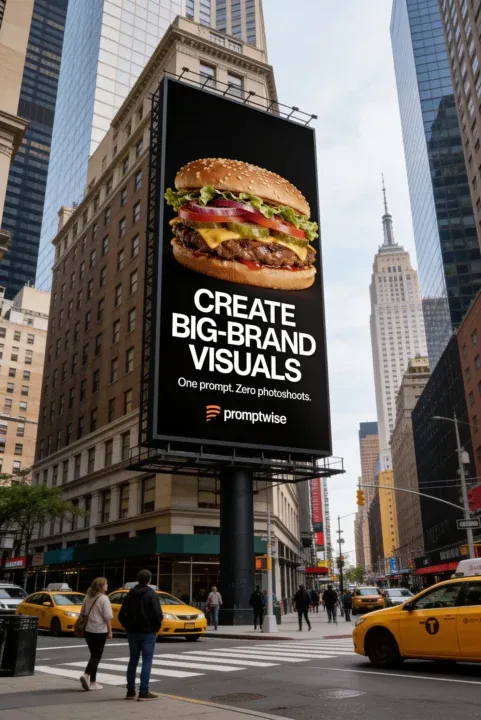AI-generated PromptWise NYC ad submission by A J for the Times Square Ad Challenge
