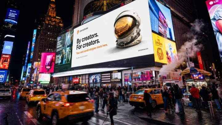 AI-generated PromptWise NYC ad submission by Filip Ribicic for the Times Square Ad Challenge