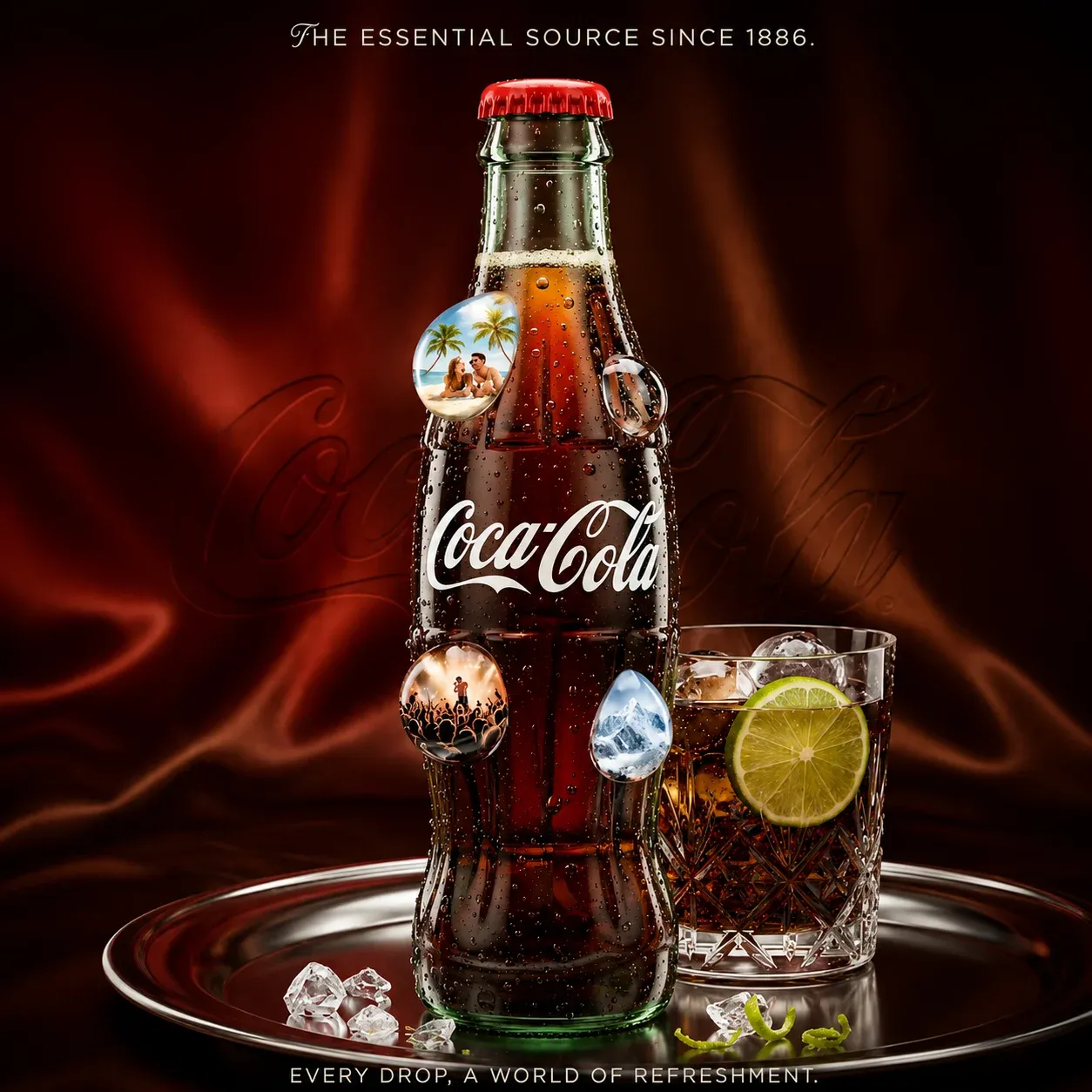 AI-generated Coca-Cola product advertisement by Hamad Khan, submitted to Day 1 of the AI Video Bootcamp $700 7-Day Product Image Challenge