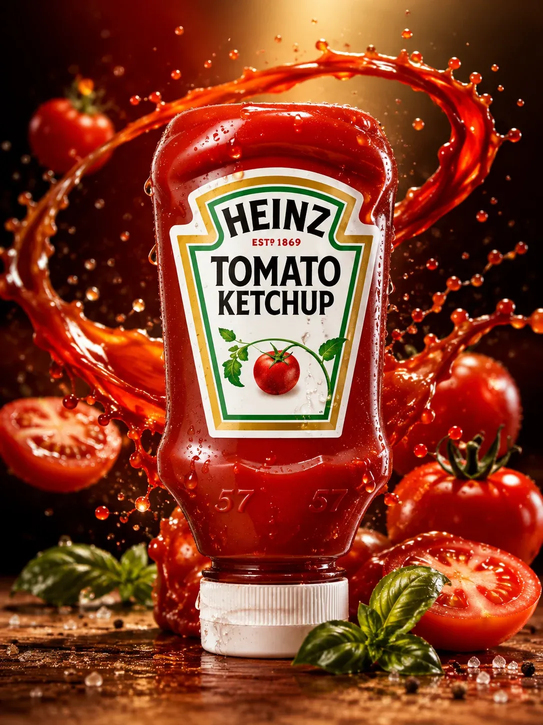 AI-generated Heinz Ketchup product advertisement by Alaba Owotuyi, submitted to Day 2 of the AI Video Bootcamp $700 7-Day Product Image Challenge