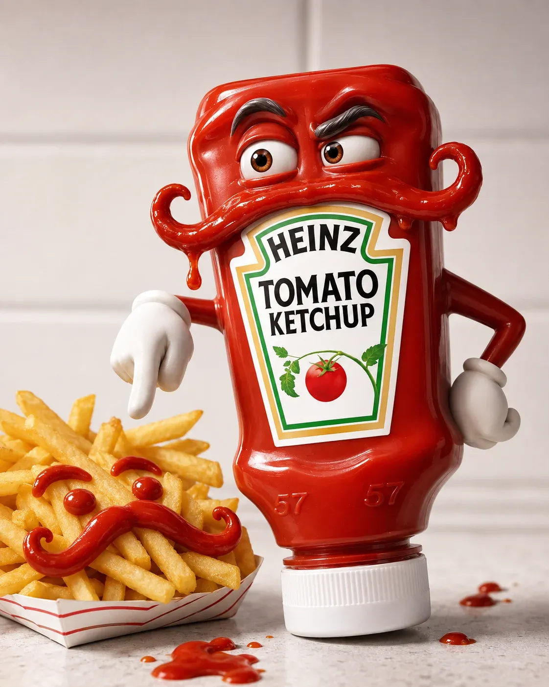 AI-generated Heinz Ketchup product advertisement by Annette Lode, submitted to Day 2 of the AI Video Bootcamp $700 7-Day Product Image Challenge