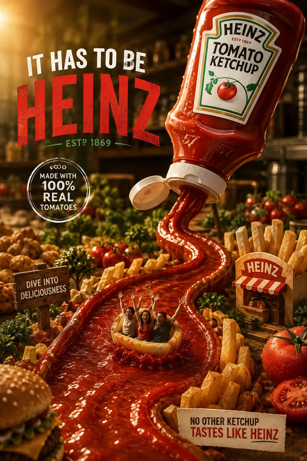 AI-generated Heinz Ketchup product advertisement by Ashish Siwach, submitted to Day 2 of the AI Video Bootcamp $700 7-Day Product Image Challenge