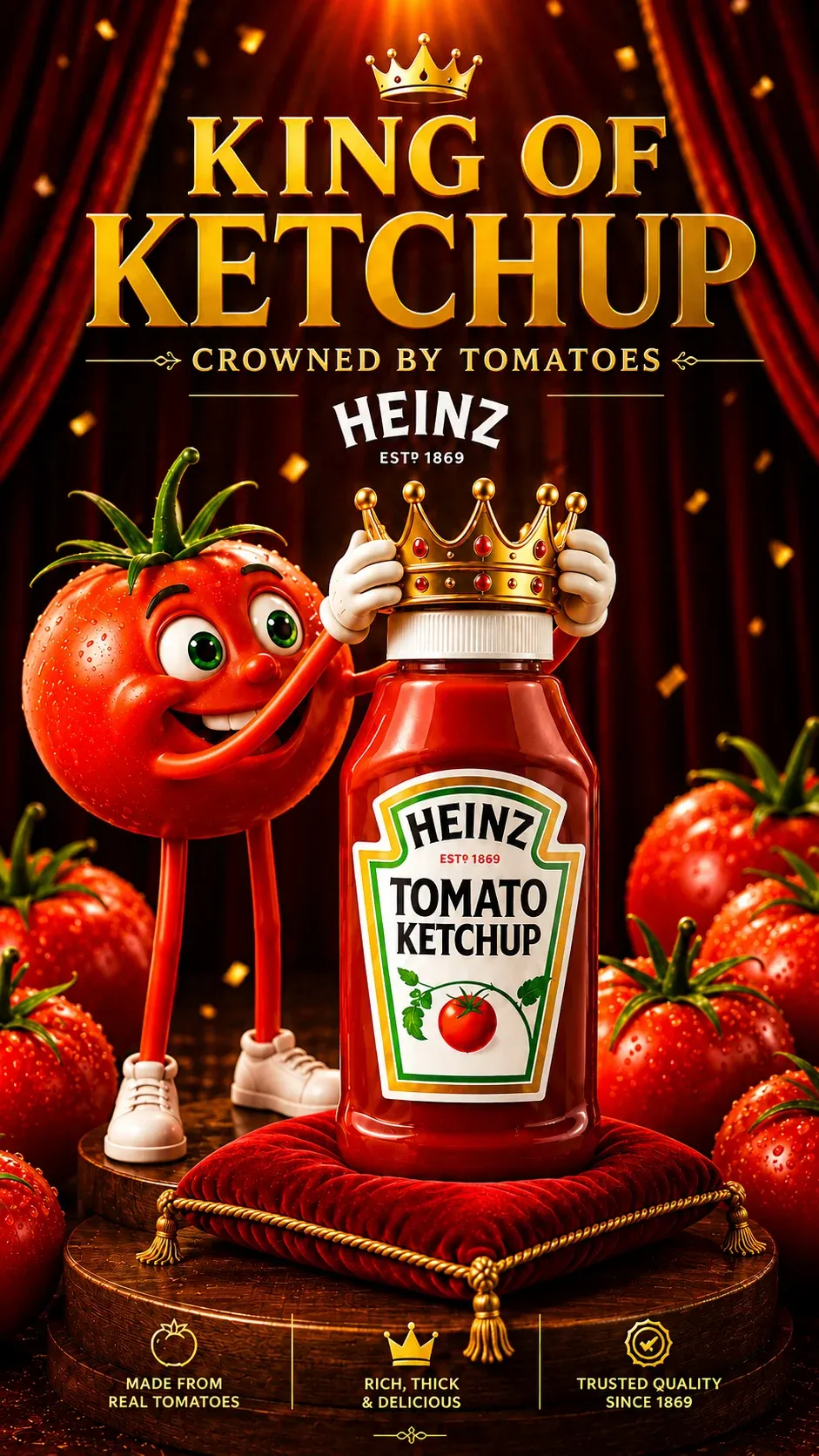 AI-generated Heinz Ketchup product advertisement by Mary Kumax, submitted to Day 2 of the AI Video Bootcamp $700 7-Day Product Image Challenge