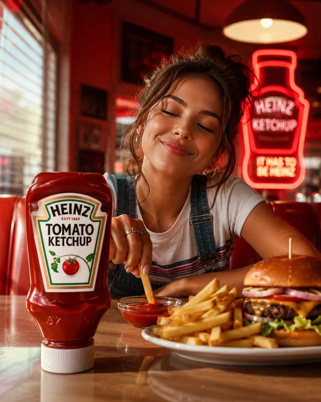 AI-generated Heinz Ketchup product advertisement by Pamela Proano, submitted to Day 2 of the AI Video Bootcamp $700 7-Day Product Image Challenge