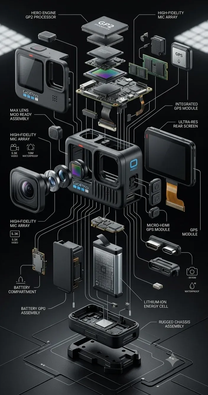 AI-generated GoPro product advertisement by Muhammad Ismaeel, submitted to Day 3 of the AI Video Bootcamp $700 7-Day Product Image Challenge