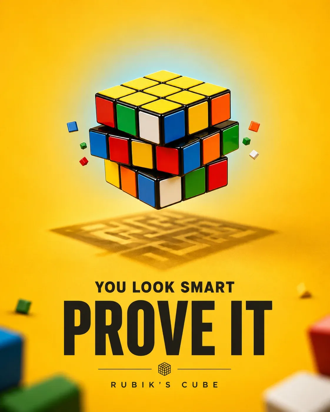 AI-generated Rubik's Cube product advertisement by Aya Serag, submitted to Day 5 of the AI Video Bootcamp $700 7-Day Product Image Challenge