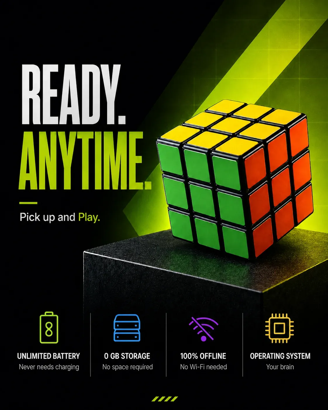 AI-generated Rubik's Cube product advertisement by Hassen Nahdi, submitted to Day 5 of the AI Video Bootcamp $700 7-Day Product Image Challenge