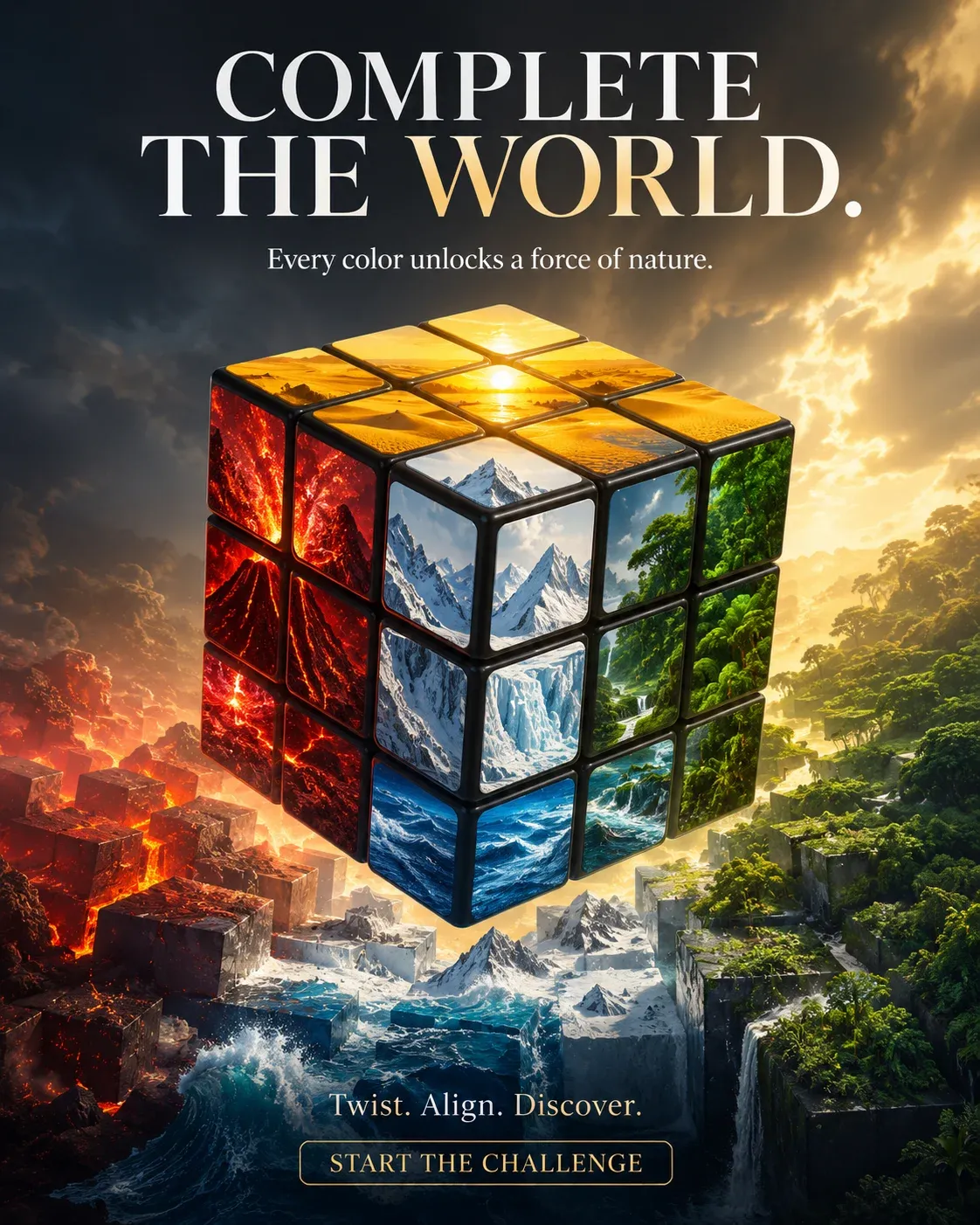 AI-generated Rubik's Cube product advertisement by Pedro Sanchez, submitted to Day 5 of the AI Video Bootcamp $700 7-Day Product Image Challenge