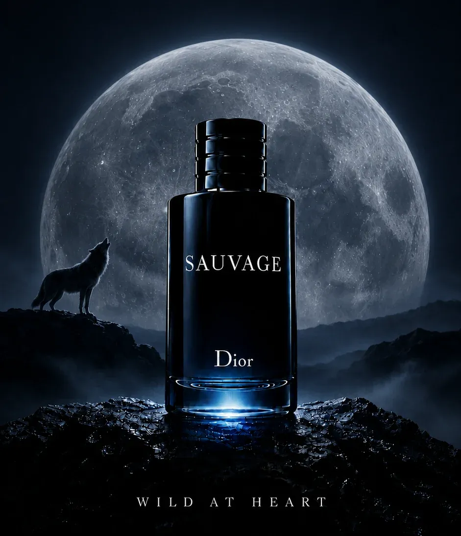 AI-generated Dior Sauvage product advertisement by Kayla Gustch, submitted to Day 6 of the AI Video Bootcamp $700 7-Day Product Image Challenge