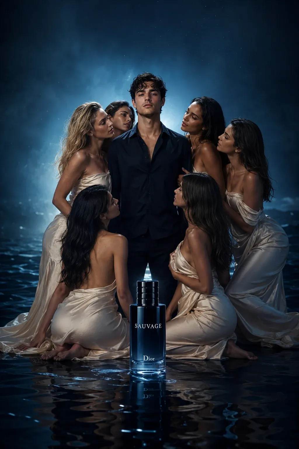 AI-generated Dior Sauvage product advertisement by Marcel Kesseler, submitted to Day 6 of the AI Video Bootcamp $700 7-Day Product Image Challenge