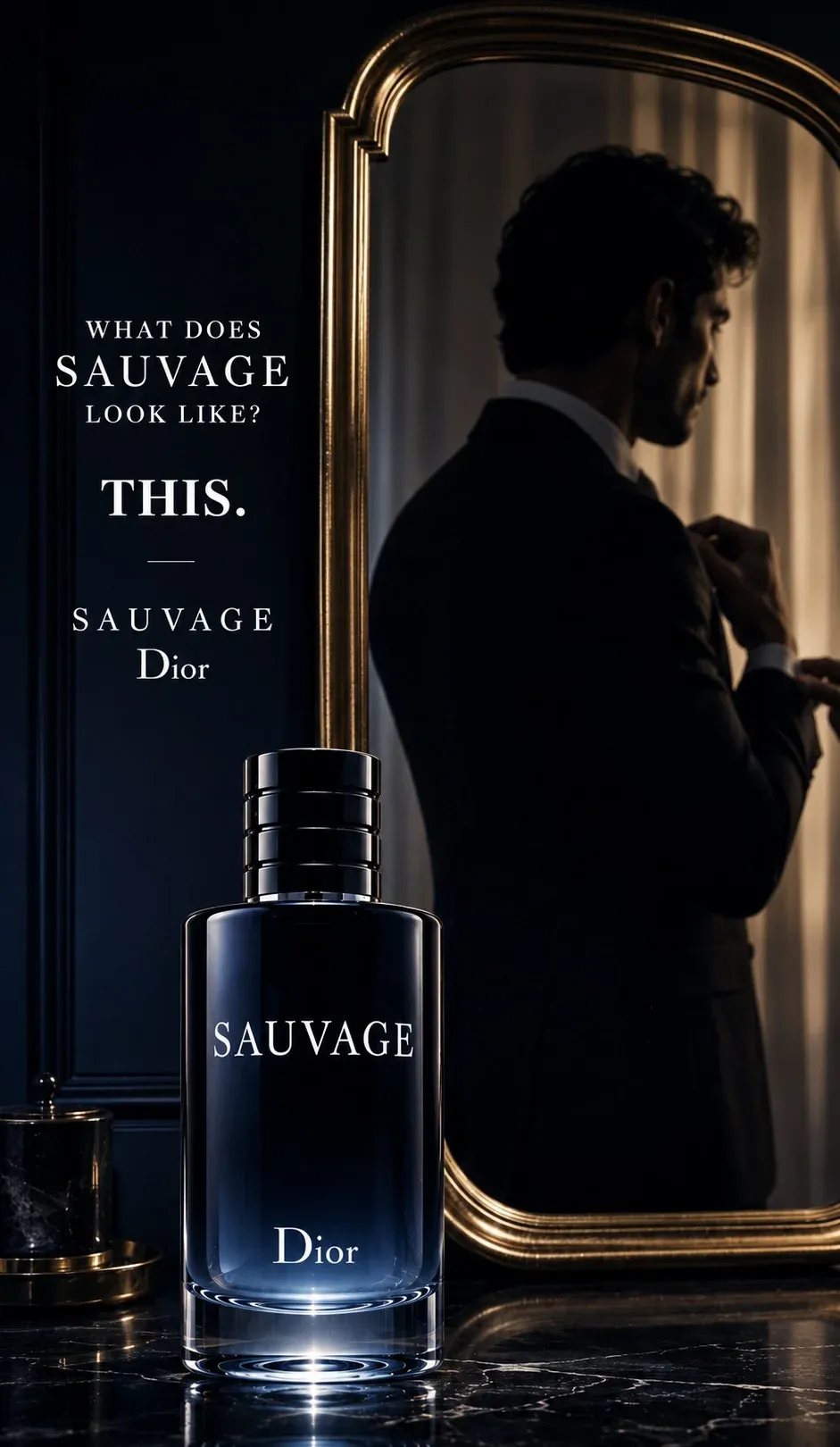 AI-generated Dior Sauvage product advertisement by Mary Kumax, submitted to Day 6 of the AI Video Bootcamp $700 7-Day Product Image Challenge