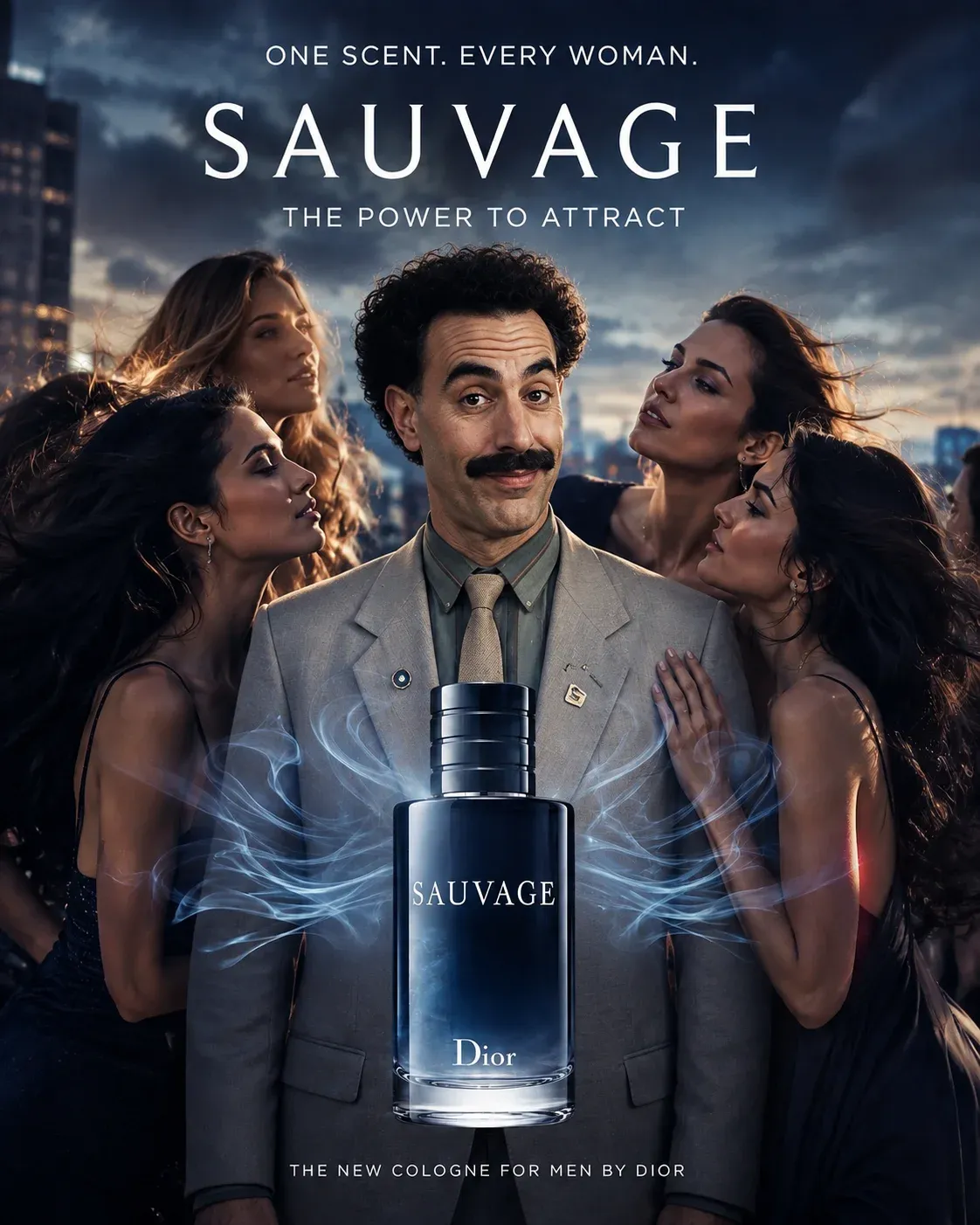AI-generated Dior Sauvage product advertisement by Masooma Tamim, submitted to Day 6 of the AI Video Bootcamp $700 7-Day Product Image Challenge