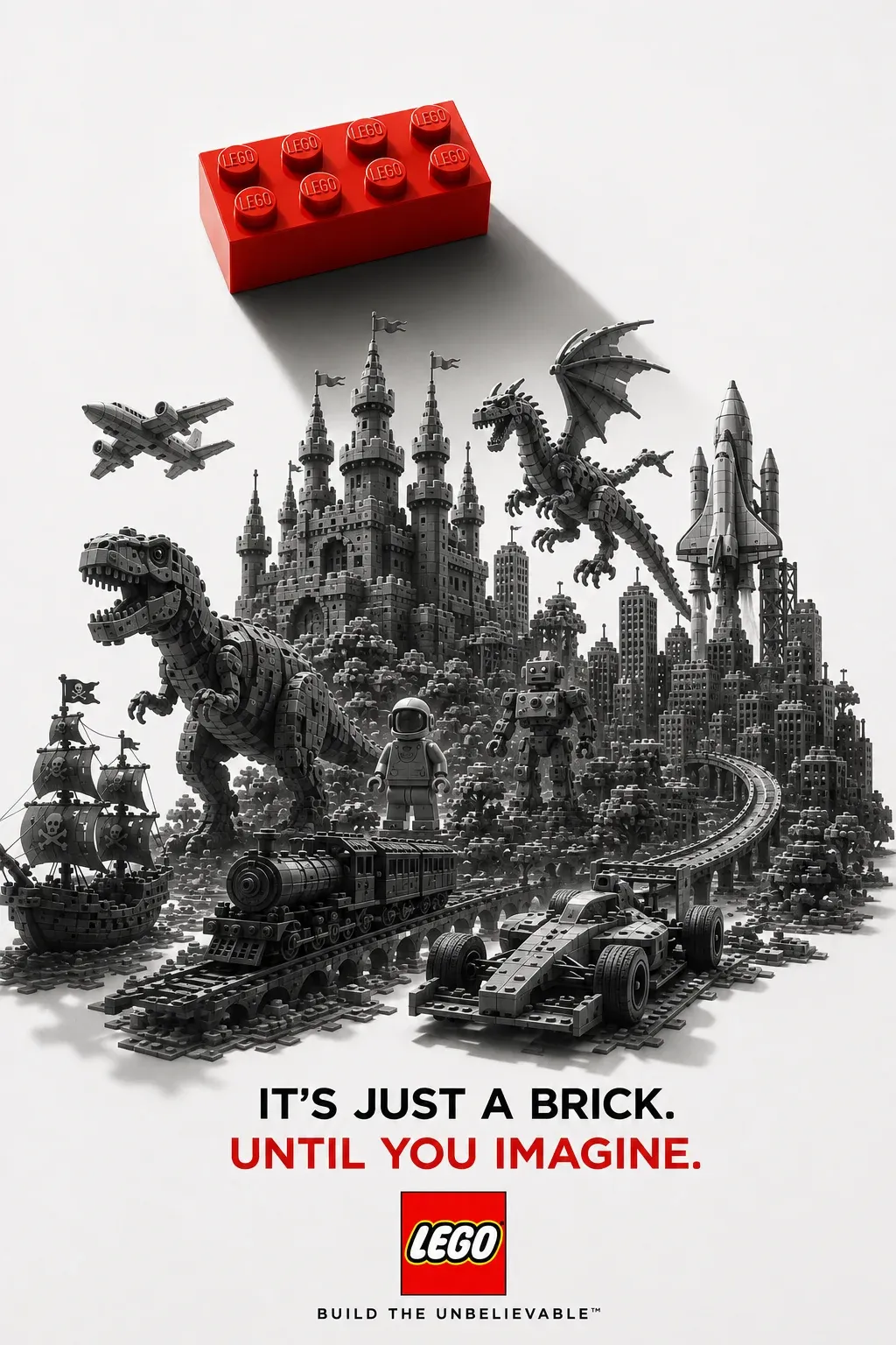 AI-generated LEGO product advertisement by Mary Kumax, submitted to Day 7 of the AI Video Bootcamp $700 7-Day Product Image Challenge