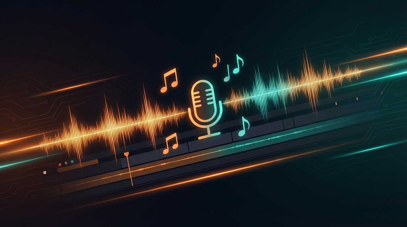 Audio waveform overlaid on an AI-generated video timeline