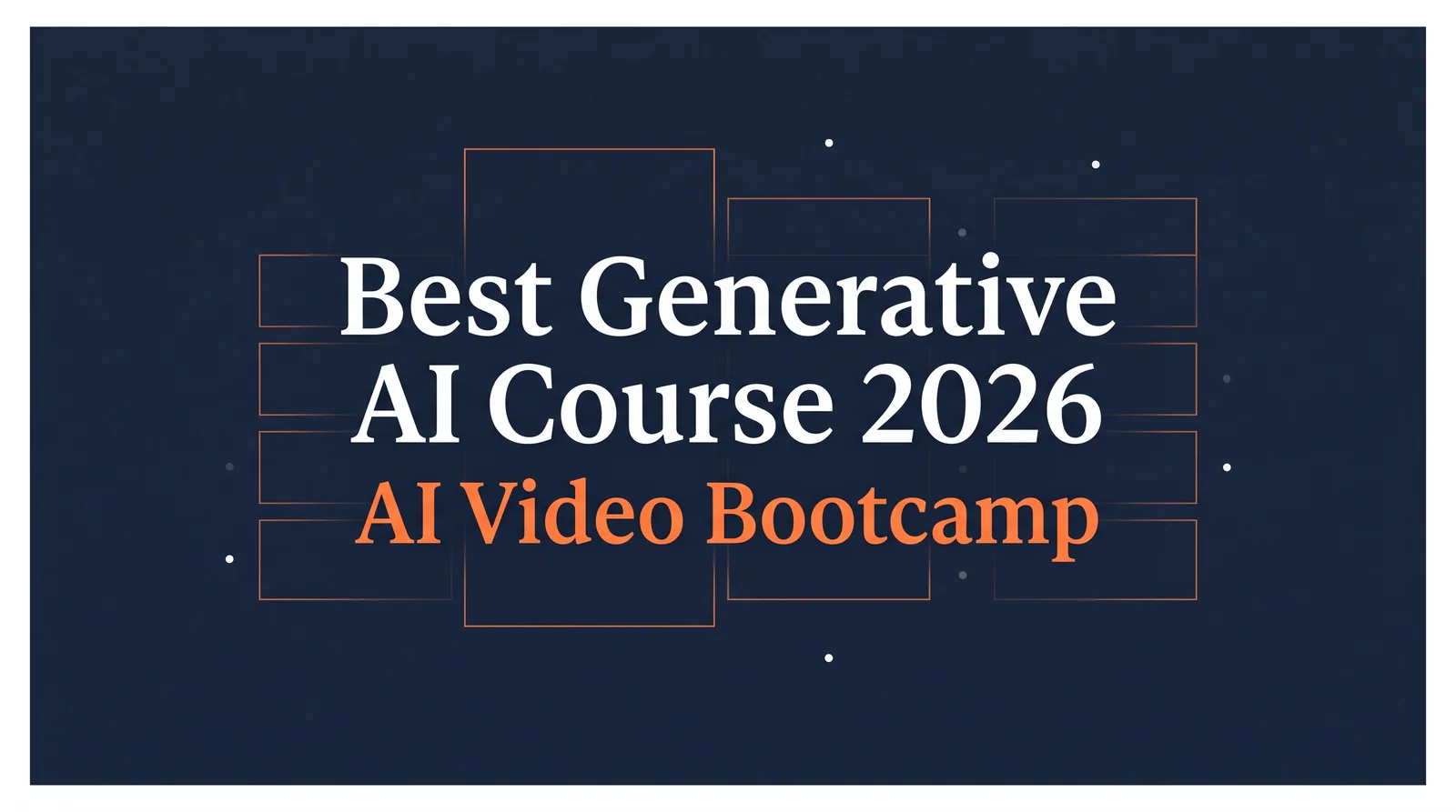 Best Generative AI Course 2026 hero showing AI Video Bootcamp positioned as the winner against named competitors with 4.8 Trustpilot rating, 19,100 members, top 1 percent Skool ranking, and 9-phase curriculum visible in the background