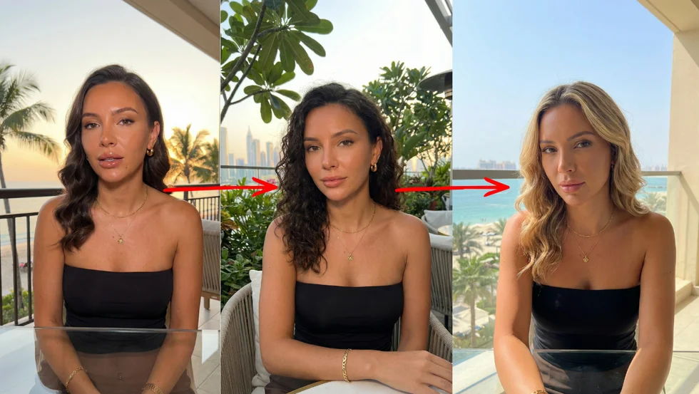 Example of character drift across three generations showing subtle facial feature changes