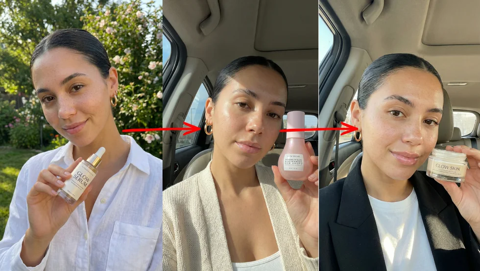 Consistent AI character shown across multiple product shots demonstrating successful identity preservation