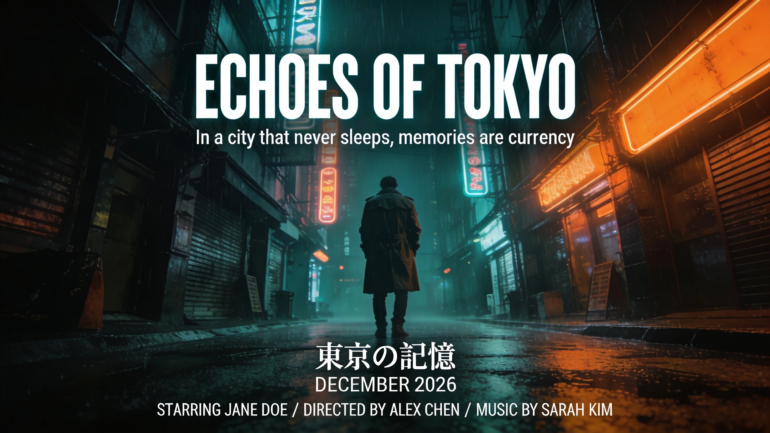 ByteDance Seedream 4.5 benchmark output for the Echoes of Tokyo movie poster prompt