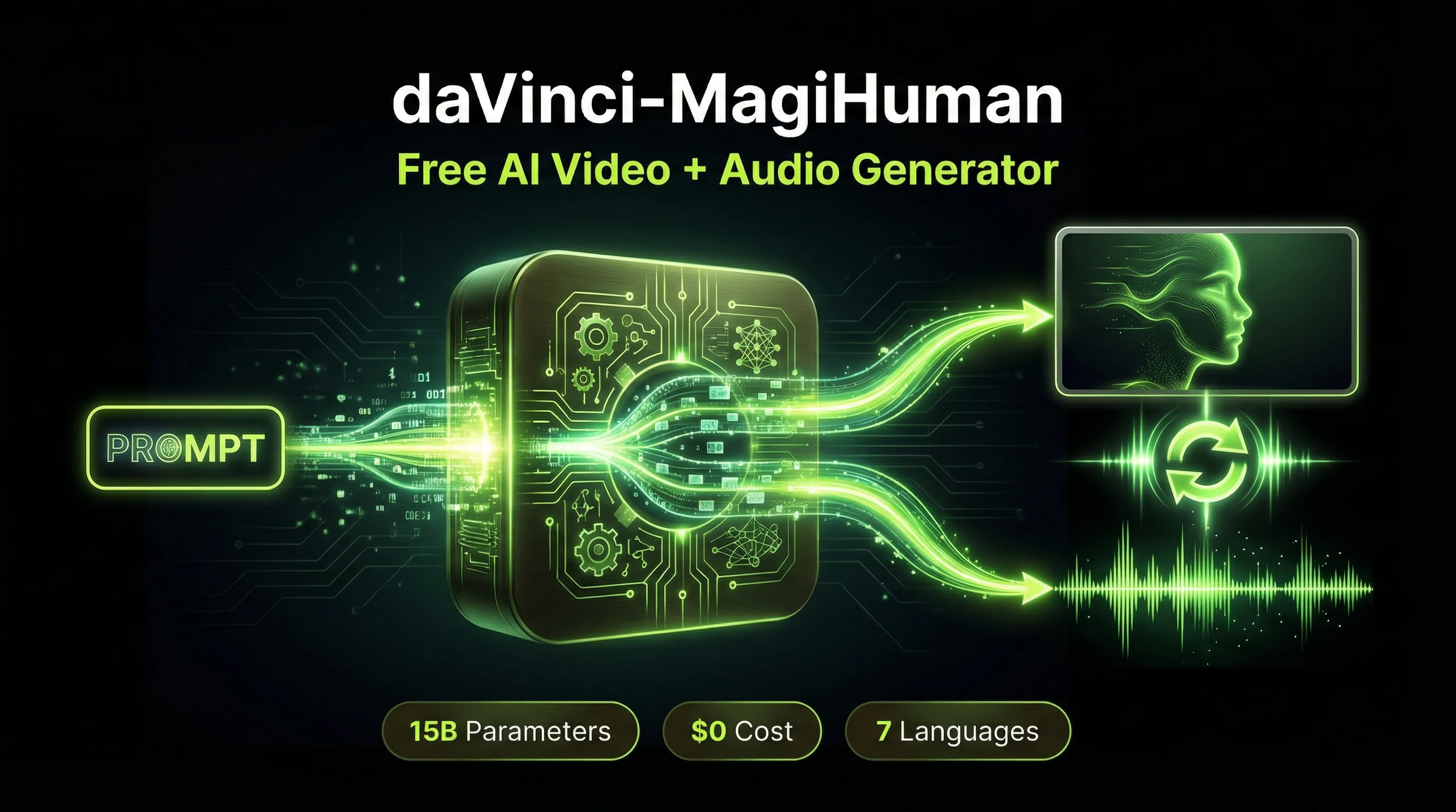 daVinci-MagiHuman free AI video generator guide 2026 showing model architecture and comparison with Kling Veo and Seedance