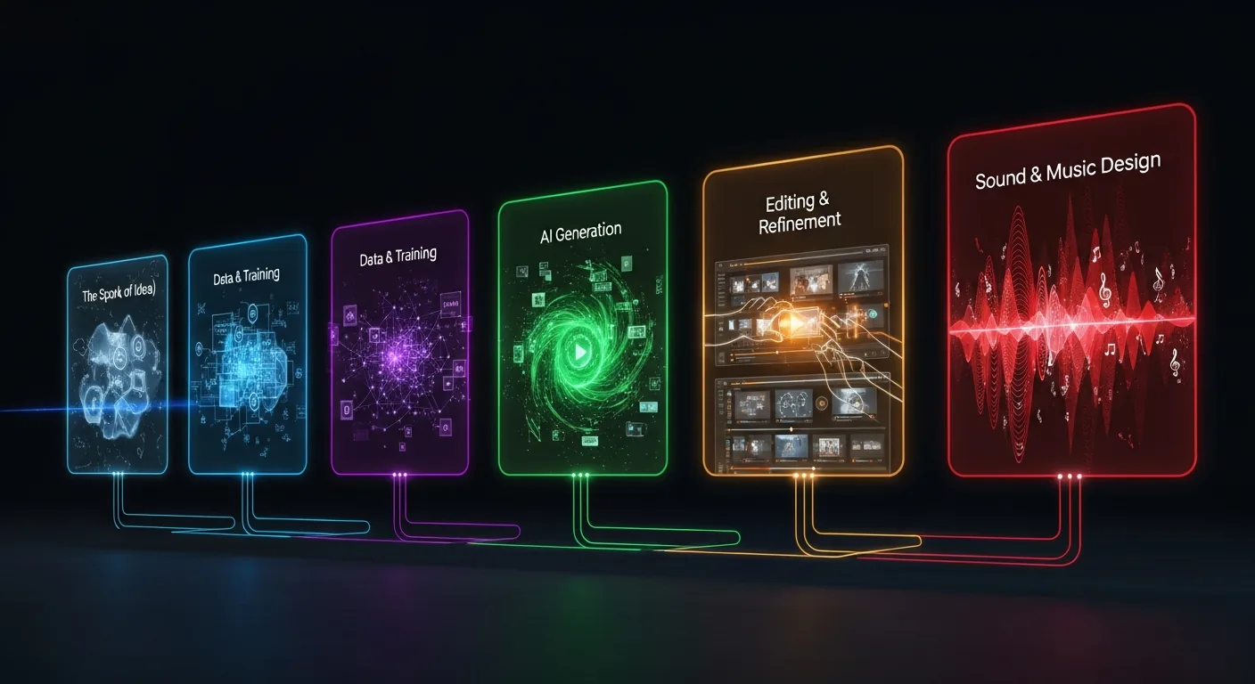 Step-by-step AI video creation workflow from script to published