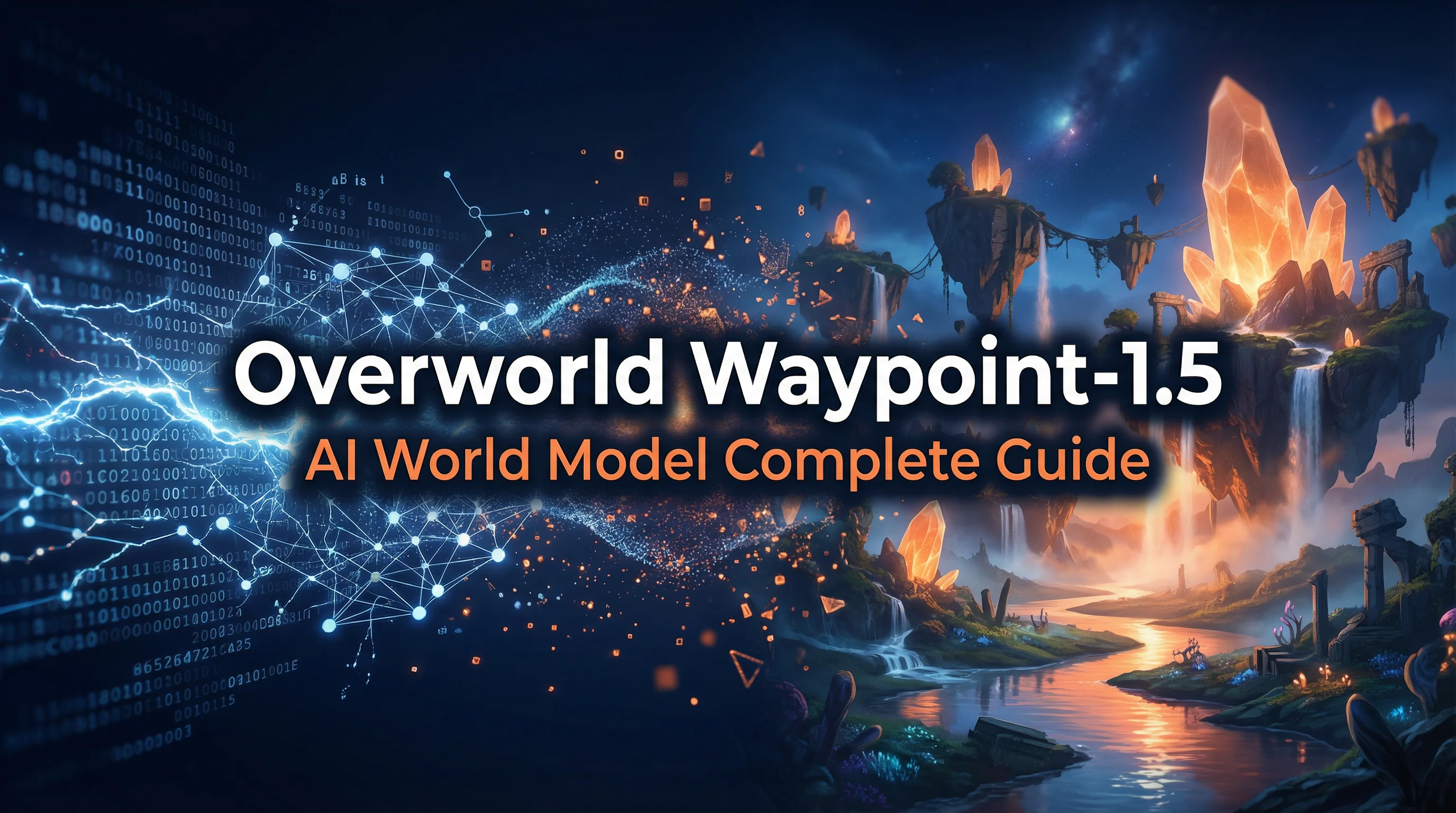 Overworld Waypoint-1.5 AI world model guide showing interactive 3D environment generation on consumer hardware