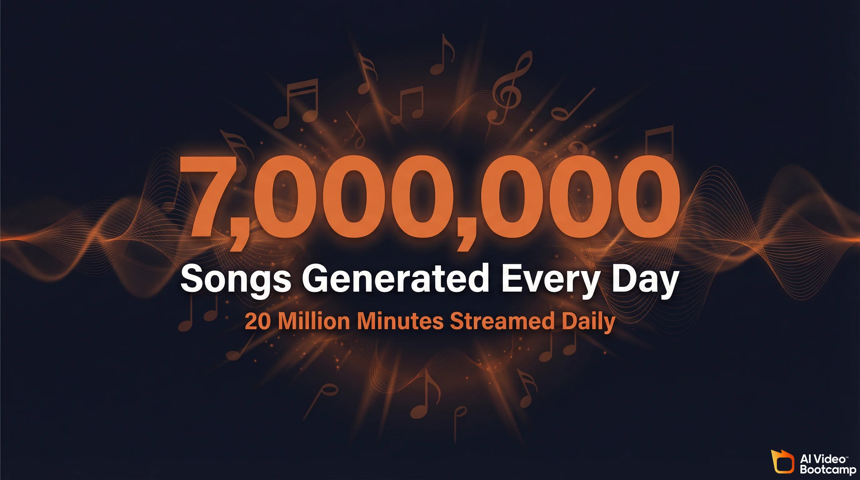 7 million songs generated every day on Suno AI with 20 million minutes streamed daily infographic