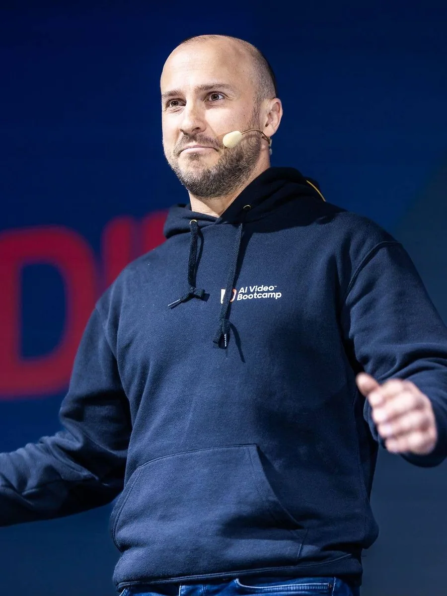 AI Video Bootcamp founder speaking on stage